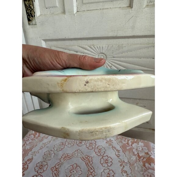 Vintage 50's Rocking Horse Pig Planter Blue Pink - Picture 6 of 11